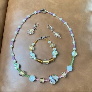 Vintage 3 piece jewelry set Glass Multicolor Beaded Jewelry Set